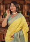 Firozi and Yellow Trendy Classic Saree For Ceremonial - 1