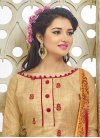 Beige and Red Cotton Silk Trendy Churidar Suit - 1