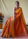 Woven Work Orange and Red Designer Contemporary Style Saree - 1