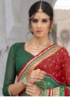 Delectable Green and Red Bandhej Print Work Faux Georgette Traditional Saree For Ceremonial - 1
