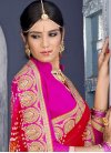 Mystic Red and Rose Pink Bandhej Print Work Faux Georgette Contemporary Saree - 1