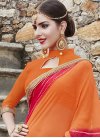 Exotic Bandhej Print Work Faux Georgette Orange and Rose Pink Trendy Saree For Ceremonial - 1