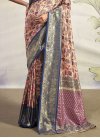 Beige and Navy Blue Woven Work Designer Contemporary Style Saree - 2