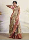 Silk Blend Cream and Red Woven Work Designer Traditional Saree - 2