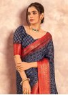 Navy Blue and Red Woven Work Dola Silk Trendy Classic Saree - 2