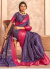 Purple and Rose Pink Woven Work Designer Contemporary Saree - 2
