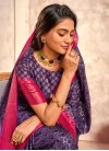 Purple and Rose Pink Woven Work Designer Contemporary Saree - 1