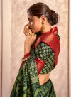 Green and Red Dola Silk Designer Contemporary Style Saree For Casual - 1