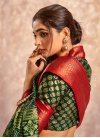 Green and Red Dola Silk Designer Contemporary Style Saree For Casual - 2