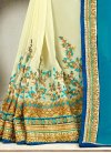 Cream and Light Blue Faux Georgette Half N Half Trendy Saree For Ceremonial - 2