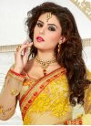Voluptuous Red and Yellow Embroidered Work  Half N Half Saree - 1
