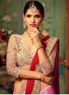 Embroidered Work Satin Silk Pink and Red Classic Saree - 1