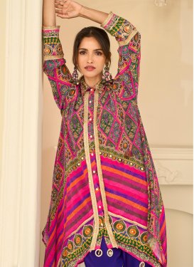 Digital Print Work Readymade Salwar Suit For Festival in Rose Pink and Violet