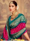 Tussar Silk Green and Rose Pink Trendy Classic Saree For Ceremonial - 1