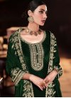 Velvet Embroidered Work Palazzo Style Pakistani Salwar Suit - 1