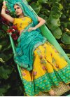 Woven Work Turquoise and Yellow Art Silk Trendy Designer Lehenga Choli - 2
