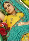 Woven Work Turquoise and Yellow Art Silk Trendy Designer Lehenga Choli - 1
