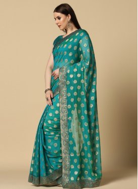 Brasso Traditional Saree with Lace Work for Festival in Teal