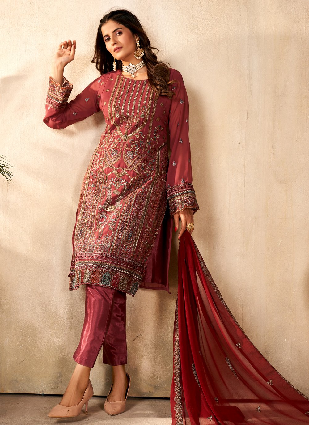 Buy Pant Style Pakistani Suit For Ceremonial Online