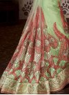 Coral and Mint Green Embroidered Work Half N Half Saree - 2