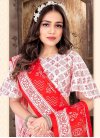 Red and White Satin Silk Designer Lehenga Choli - 1