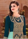 Teal and Turquoise Long Length Designer Suit - 2