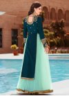 Teal and Turquoise Long Length Designer Suit - 1
