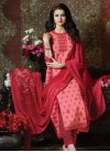 Hot Pink and Red Cotton Pant Style Pakistani Salwar Suit - 1