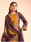 Mustard and Purple Maslin Pant Style Designer Salwar Kameez - 2
