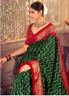 Green and Red Tussar Silk Designer Contemporary Saree - 1