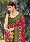 Tussar Silk Olive and Rose Pink Designer Contemporary Style Saree - 1