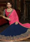 Navy Blue and Rose Pink Half N Half Saree For Ceremonial - 1