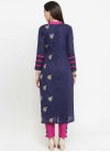 Fuchsia and Navy Blue Embroidered Work Pant Style Salwar Kameez - 1
