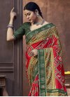Dola Silk Bottle Green and Red Contemporary Style Saree For Ceremonial - 1