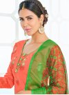 Classy Coral and Mint Green Embroidered Work Chanderi Cotton Trendy Churidar Suit For Casual - 2