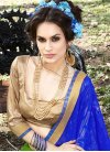 Glorious  Embroidered Work Blue and Green Faux Georgette Half N Half Trendy Saree - 1