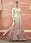 Off White and Salmon Readymade Anarkali Salwar Suit - 3