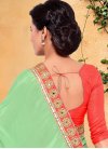 Mint Green and Red Trendy Classic Saree - 2