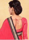 Paramount Beads Work Faux Chiffon Beige and Rose Pink Half N Half Trendy Saree For Festival - 2