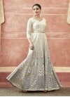 Embroidered Work Grey and Off White Readymade Anarkali Salwar Suit - 1