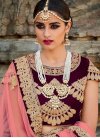 Competent Pink and Wine Booti Work A - Line Lehenga For Bridal - 2