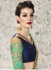 Classy Beige and Turquoise Net Embroidered Work Designer Traditional Saree - 1