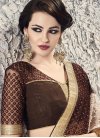 Imperial Embroidered Work Beige and Brown Net Trendy Designer Saree - 1