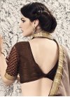 Imperial Embroidered Work Beige and Brown Net Trendy Designer Saree - 2