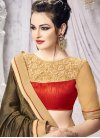 Nice Beige and Brown Embroidered Work  Classic Saree - 1