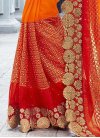 Lovely Faux Georgette Orange and Tomato Designer Traditional Saree For Ceremonial - 2