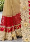 Ethnic Faux Georgette Beige and Red Designer Contemporary Saree For Ceremonial - 2