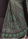 Wonderous  Grey and Mint Green Embroidered Work Half N Half Trendy Saree - 2
