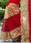 Beige and Red Faux Georgette Designer Traditional Saree For Ceremonial - 2