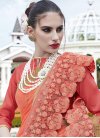 Cute Embroidered Work Beige and Coral  Designer Contemporary Saree - 1
